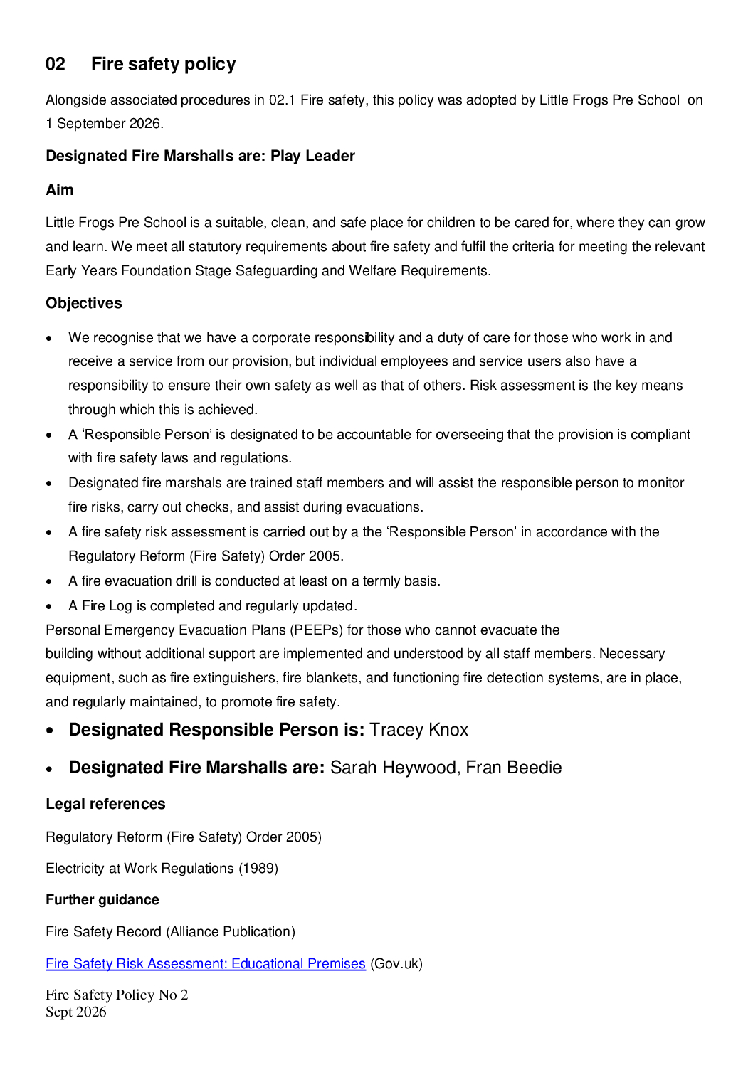 02 Fire safety policy Sept 2026 Final