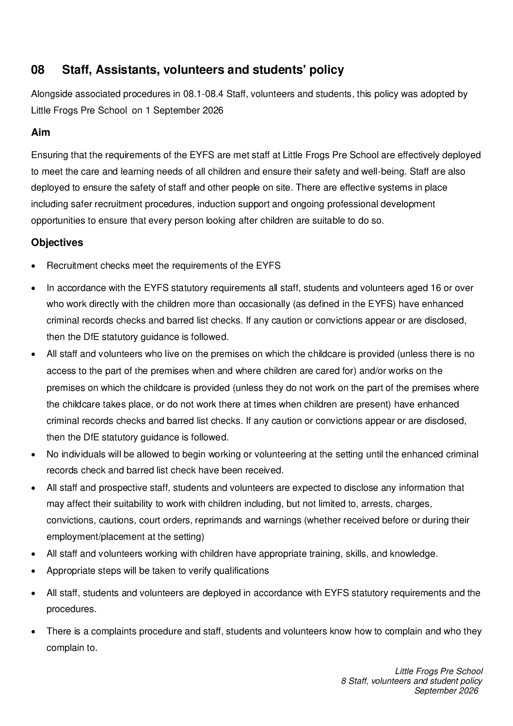 08 Staff, volunteers and students policy Sept 2026 Final